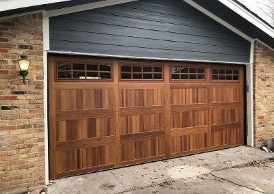 medium brown accents wood tones garage door
