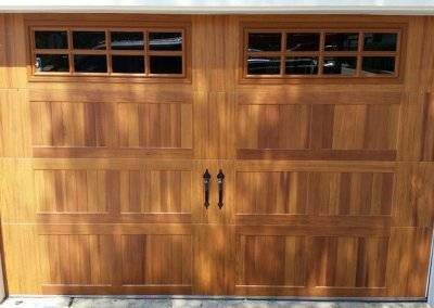 light brown accents wood tones garage door