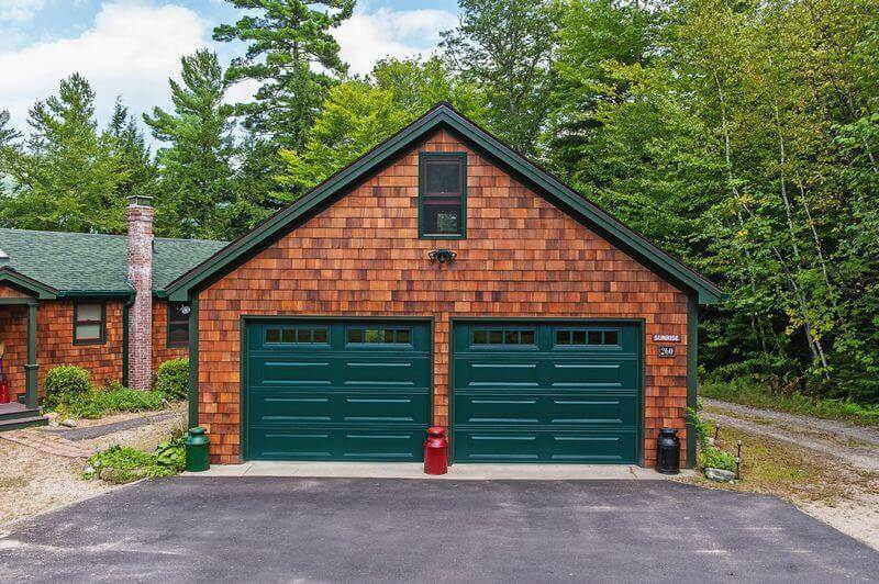 Painted green garage door